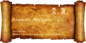 Kovácsi Máriusz névjegykártya